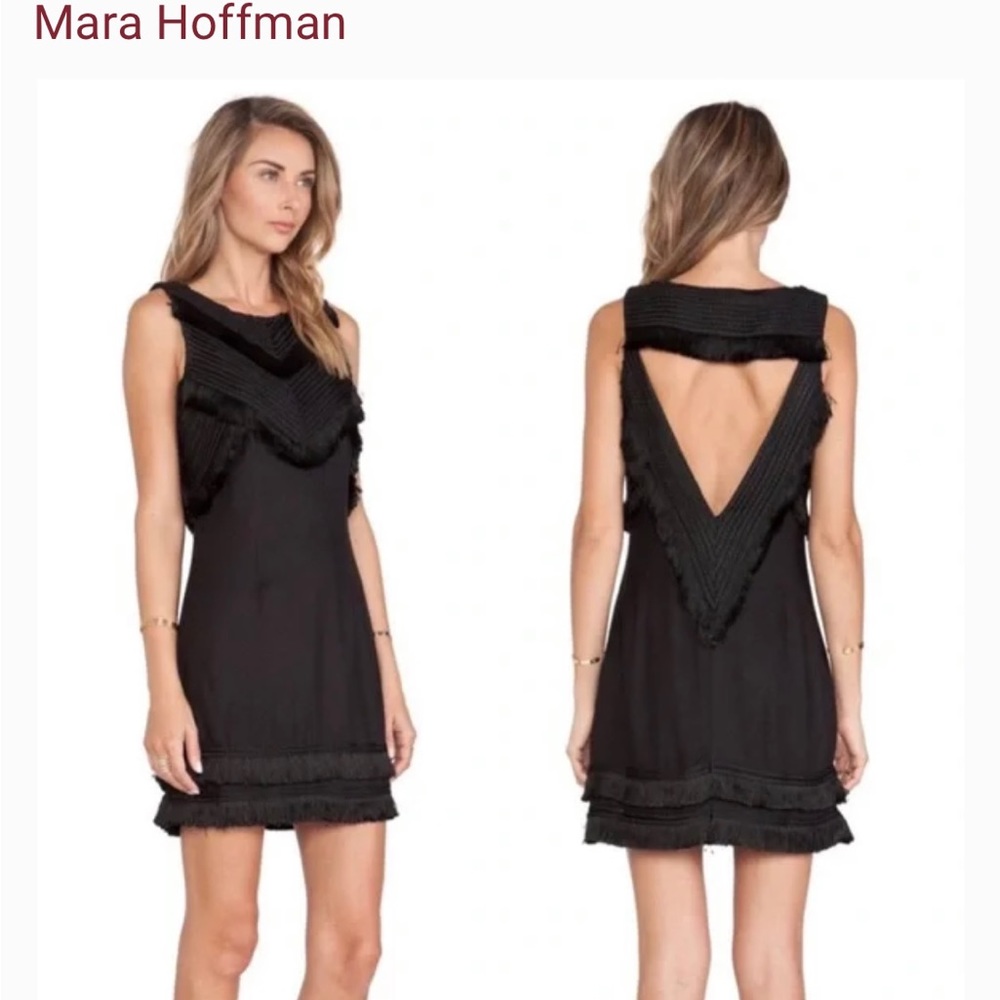 Mara Hoffman black fringe dress size 0